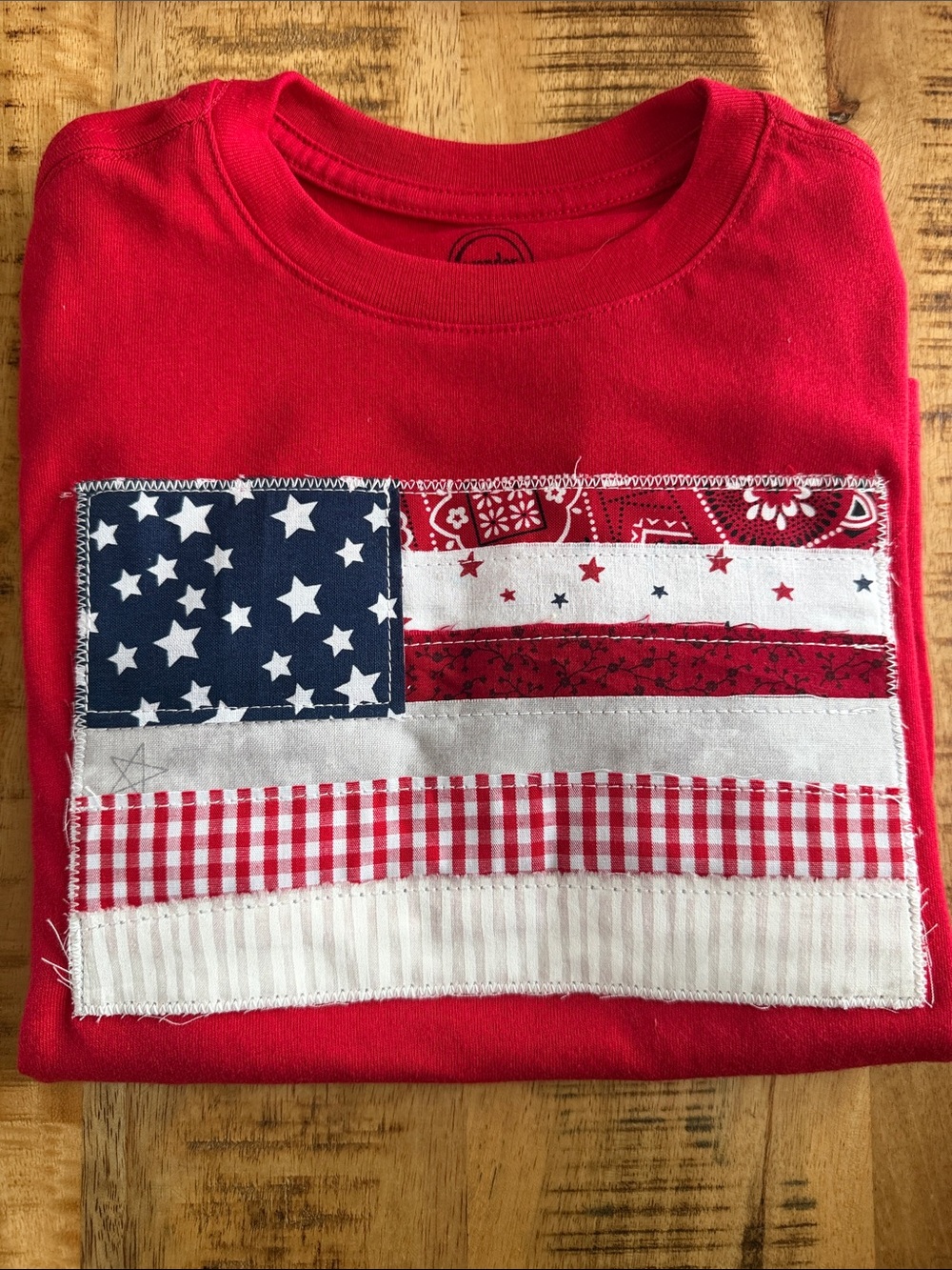 Red Kids' Flag Patch Tee - Unbranded
